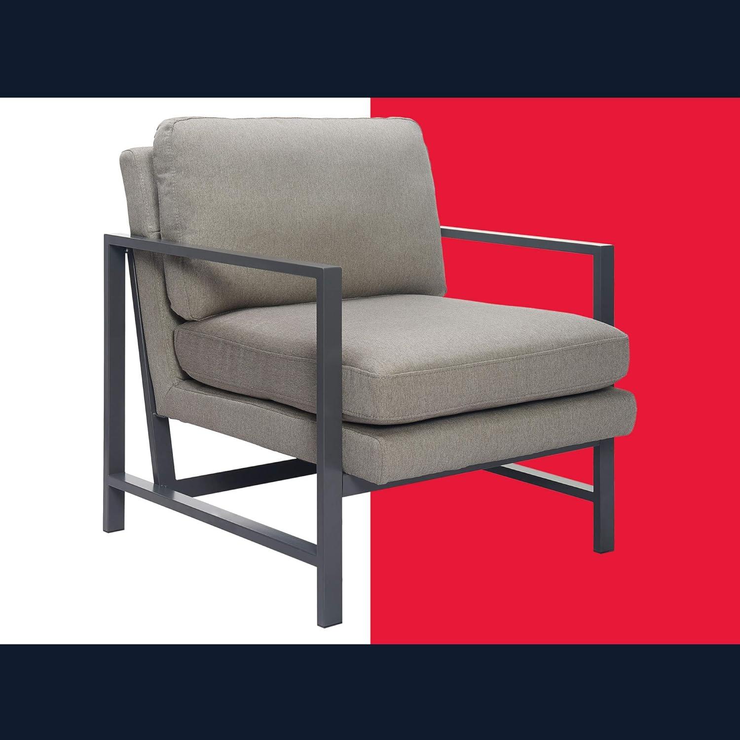 Tommy Hilfiger Russell Square Metal Frame Accent Chair, Mid-Century Modern, Medium-Soft Pillow Back