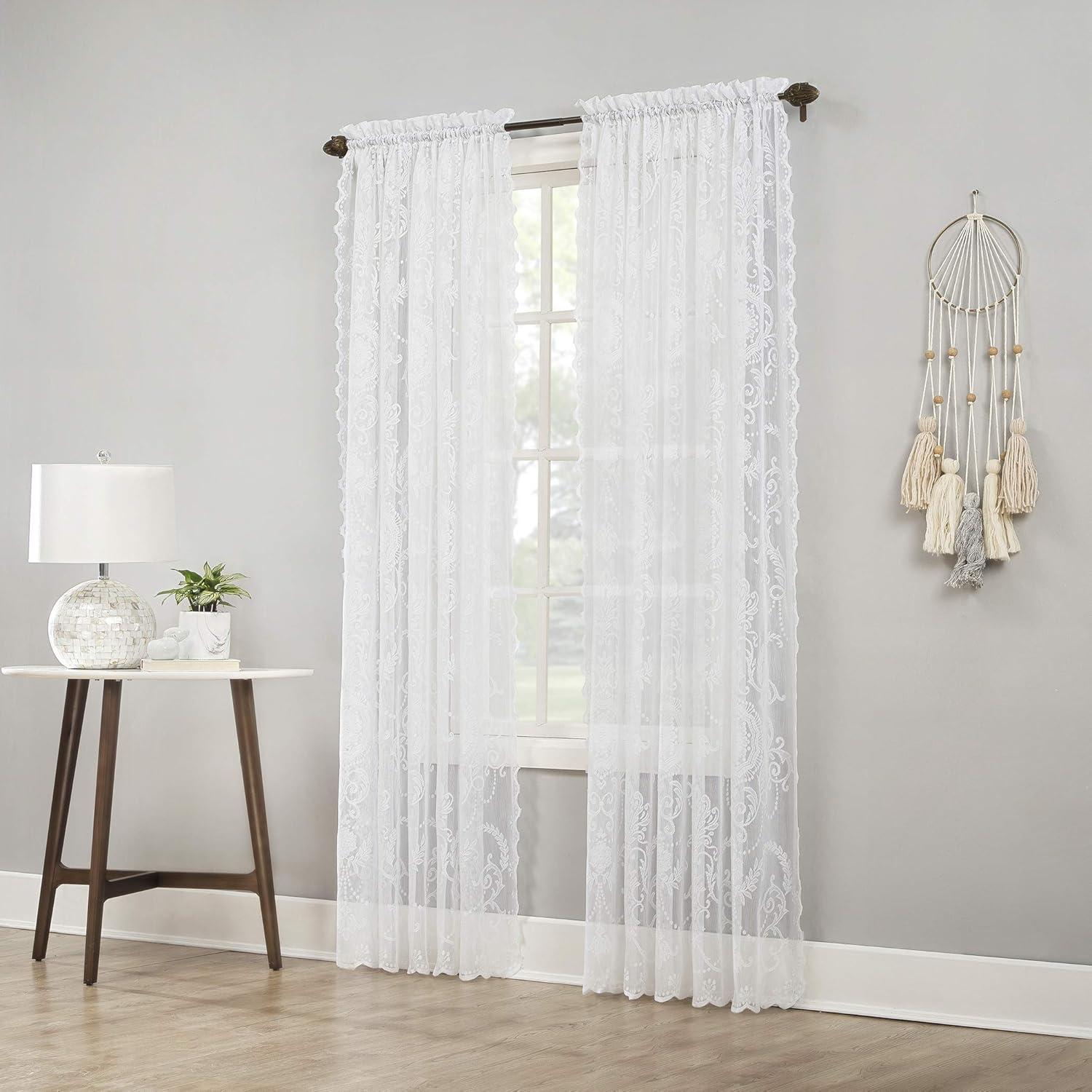 No. 918 Sheer Ariella Floral Lace Rod Pocket Curtain Panel