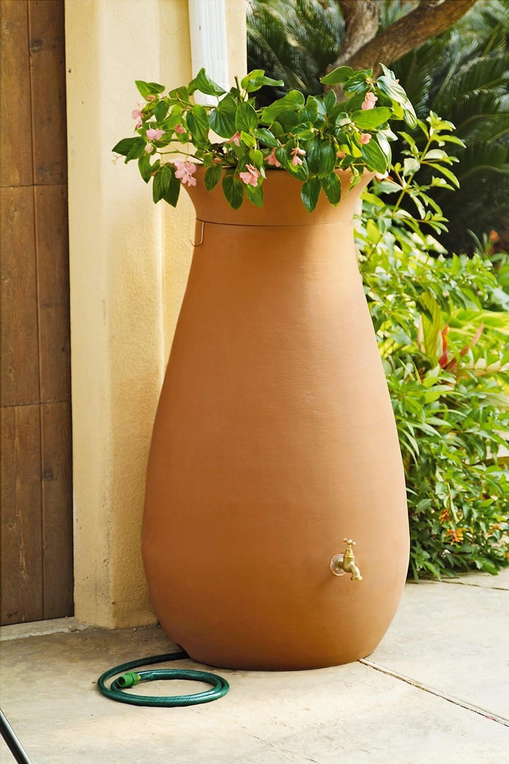 Algreen 65 Gallon Plastic Rain Barrel with Planter Top