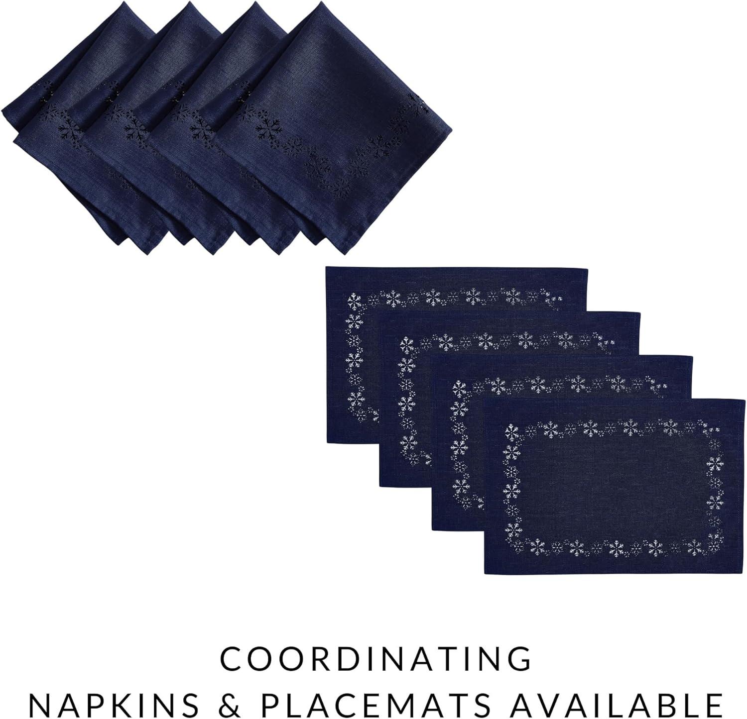 Snowflake Laser Cut Tablecloth - Blue - 52" Square - Elrene Home Fashions