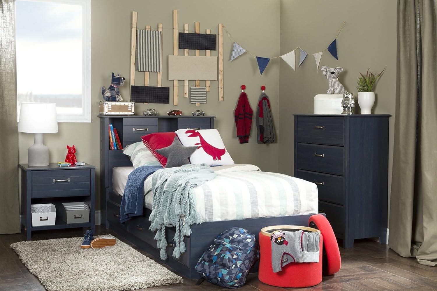 Twin Blueberry Bookcase Headboard with Storage