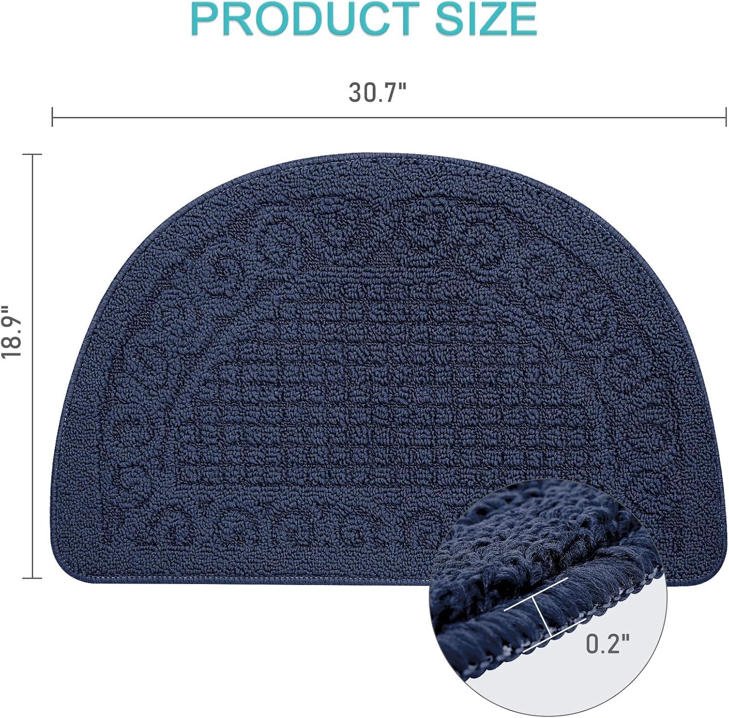 Half Round Non-Slip Kitchen Bedroom Toilet Doormat Floor Rug Mat Keeps Your Floors Clean Decorative Design (Large, Blue)