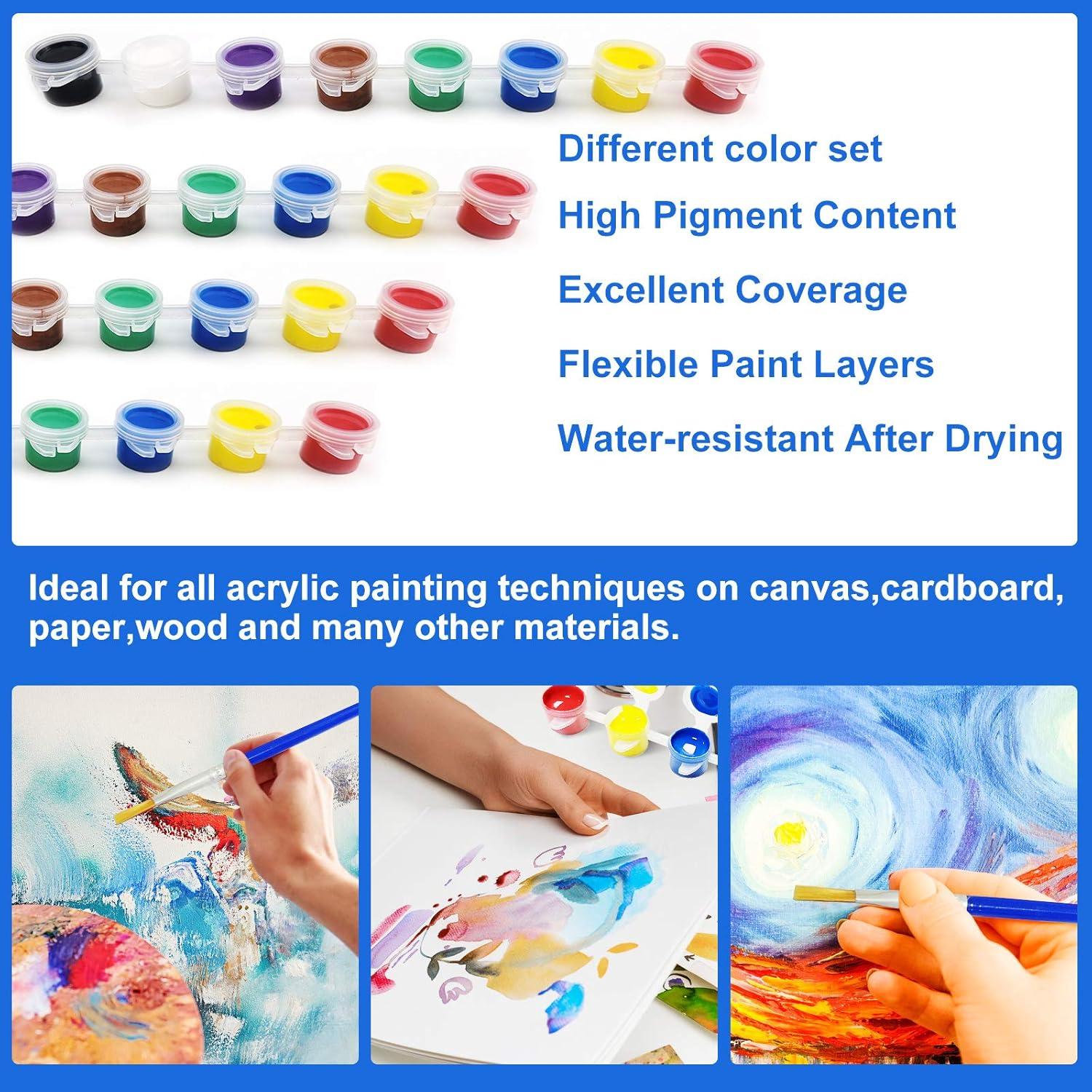 Acrylic Paint Strips For Kids&Adults,Bulk Set of 12 Washable Filled Paint Sets in 8 Colors,With 12 Paintbrushes,Painting Art Supplies Craft Paint Pots for Home Birthday Party Favors (Brown Purple)