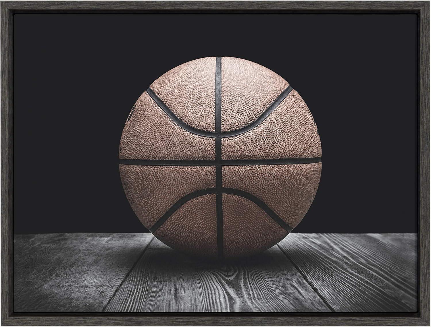 18" x 24" Sylvie Vintage Basketball Framed Canvas By Shawn St. Peter - DesignOvation: Sports Wall Art, Nursery Decor