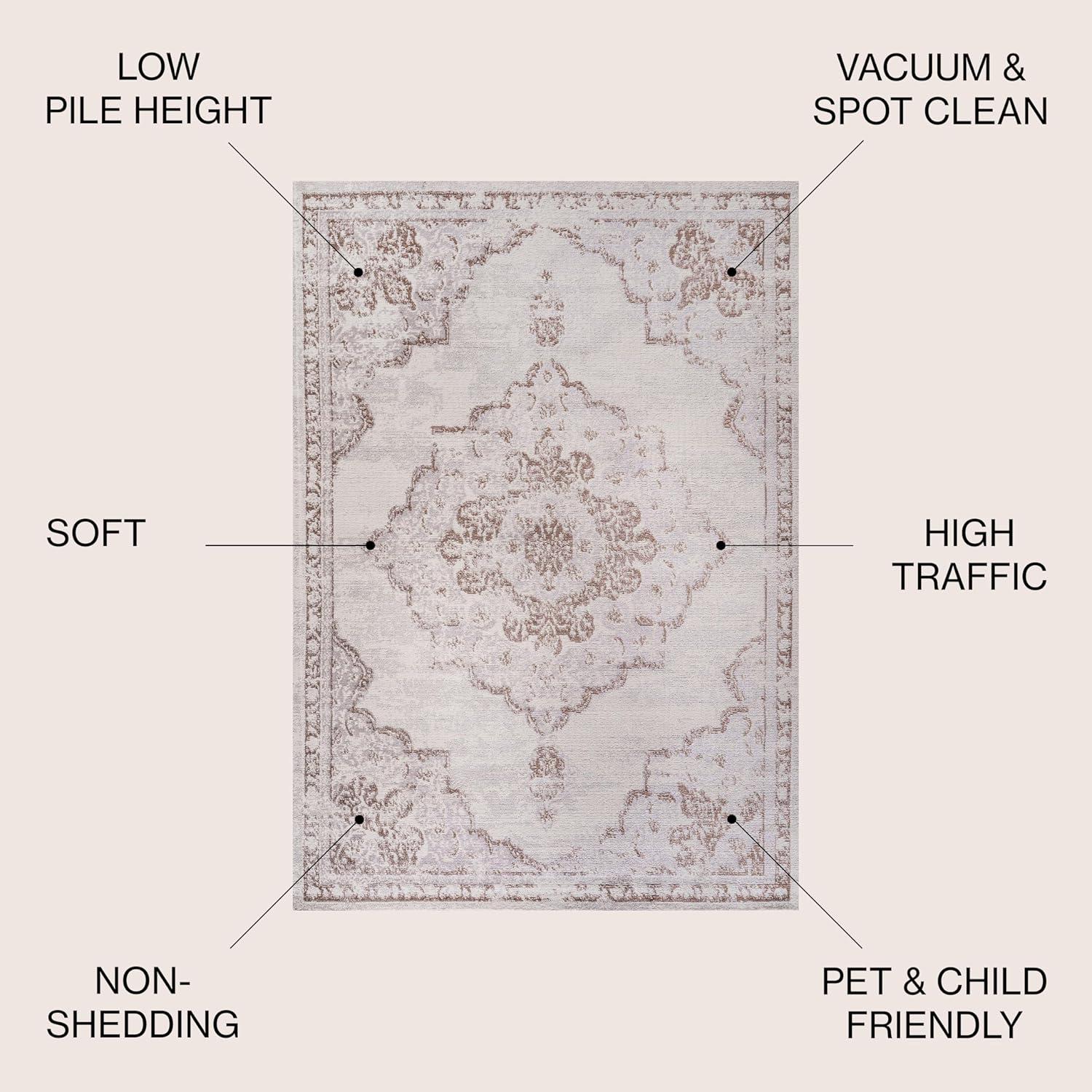 8'x10' Alhambra Ornate Medallion Modern Area Rug, Cream/Red - JONATHAN Y