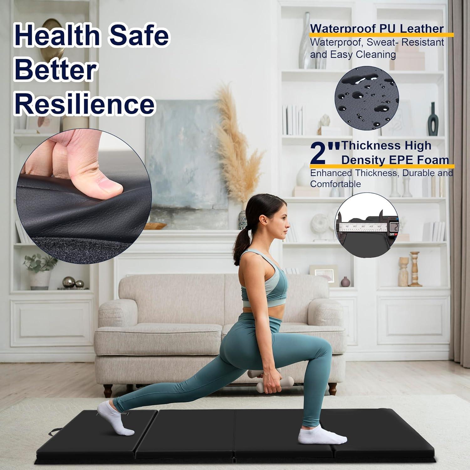 Polar Aurora 3'x6'x2 Thick Folding Gymnastics Exercise Mat Aerobics Stretching Yoga Mats