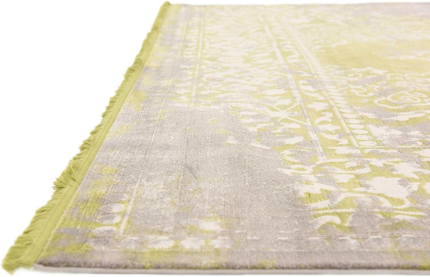 Light Green and Gray Abstract Synthetic 9' x 12' Area Rug