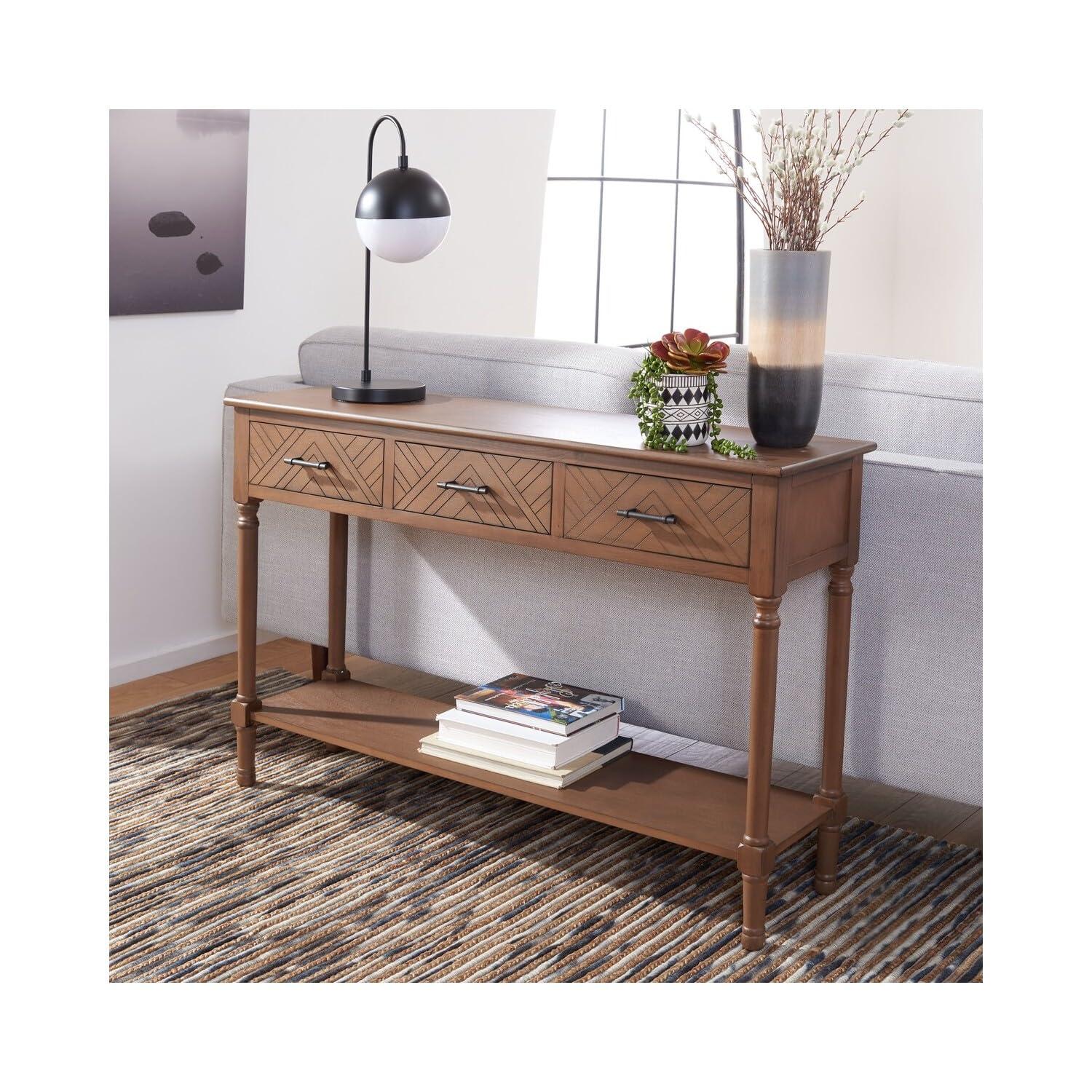 Peyton 3 Drawer Console Table - CNS5705C - Brown - Safavieh