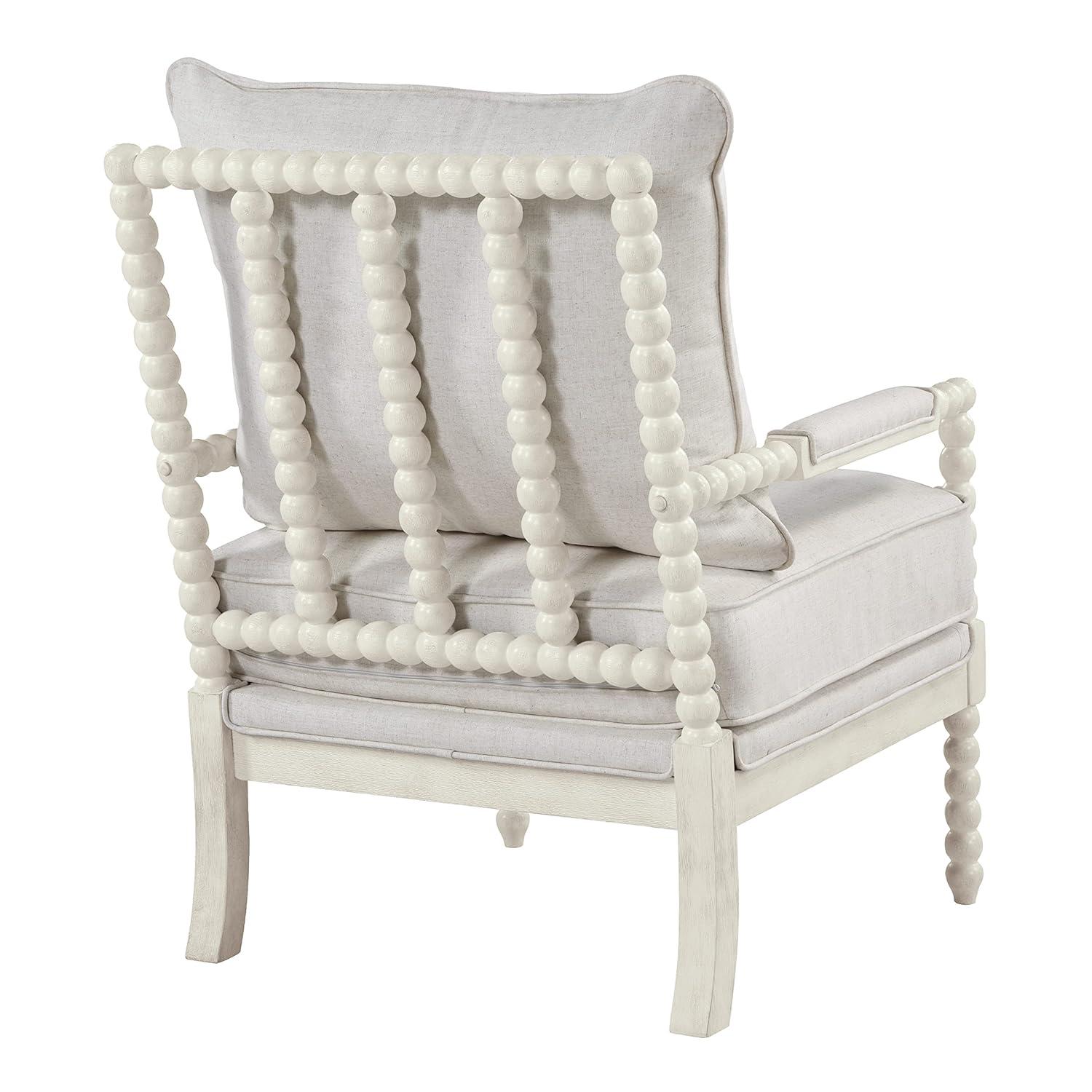 OSP Home Furnishings Kaylee Spindle Chair Linen: Mid-Century Modern Accent, Removable Cushions