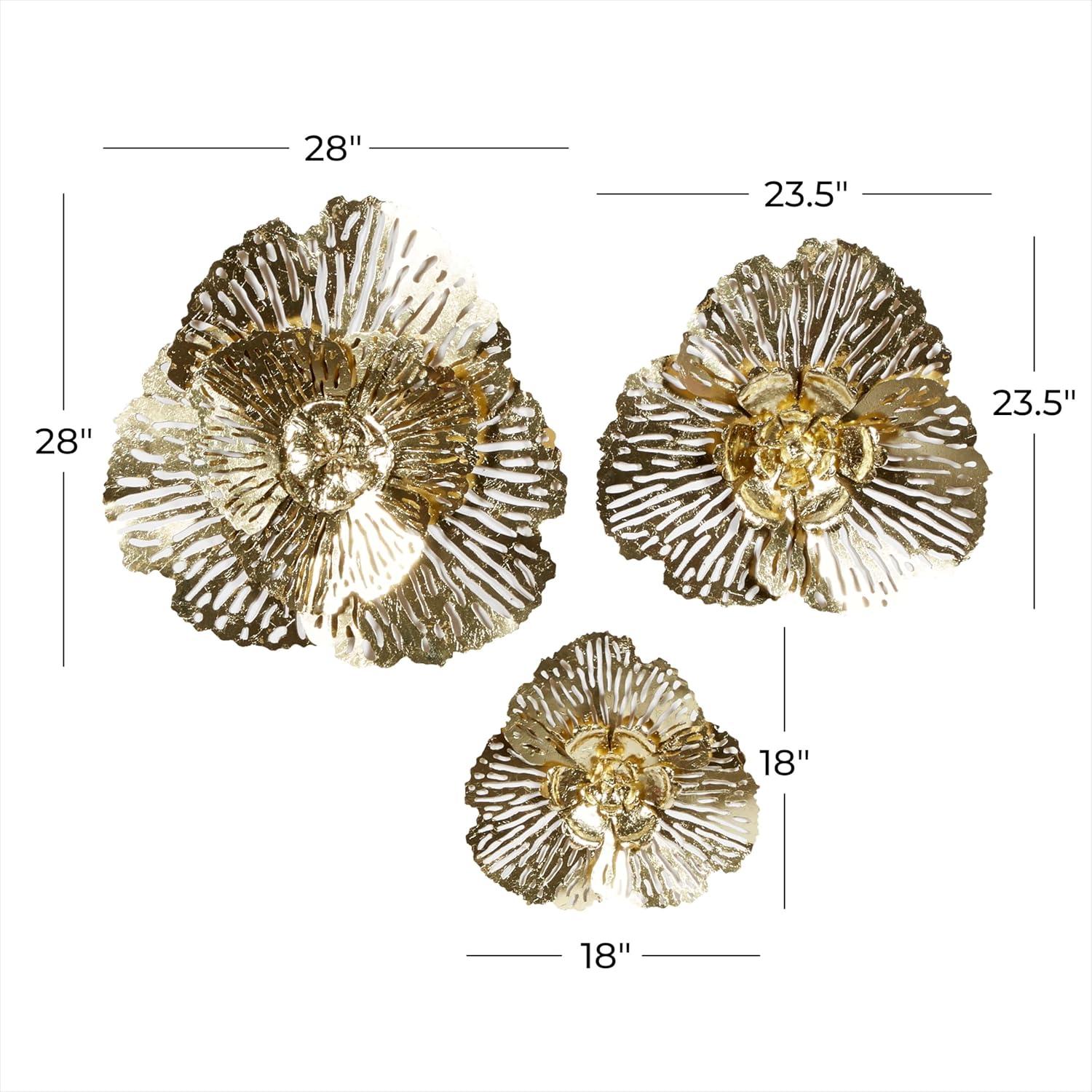 Gold Metal Floral 3D Wall Sculpture Set