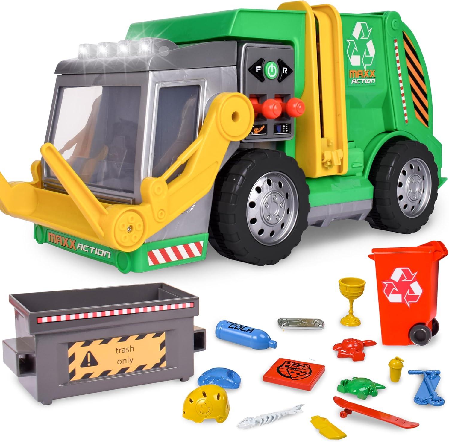 Maxx Action 3-N-1 Maxx Recycler - Toy Garbage Truck with Joystick Controllers and Miniature Trash Pieces