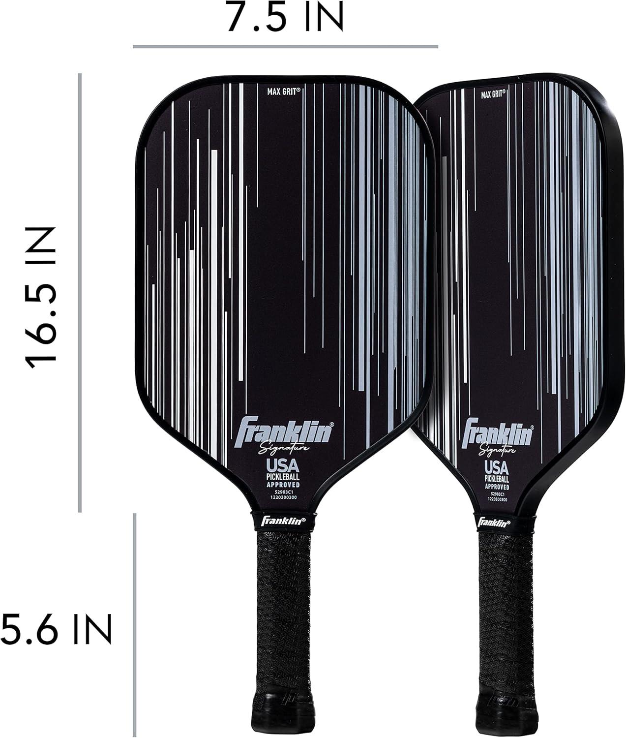 Franklin Sports Pro Pickleball Paddles - Signature Series Pro Pickleball Paddle with MaxGrit Surface - USA Pickleball (USAPA) Approved Tournament Pickleball Paddle - 13mm Polypropylene Core - Black