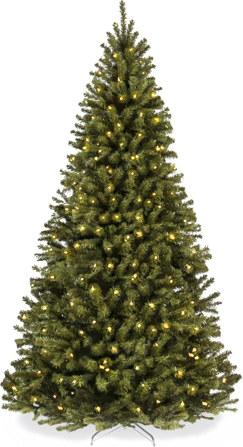 9ft Pre-Lit Green Spruce Artificial Christmas Tree with Metal Hinges