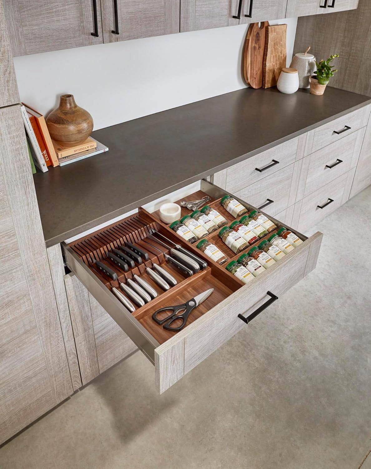 Rev-A-Shelf Rev-A-Shelf Walnut Trim To Fit Knife Block Drawer Insert Organizer