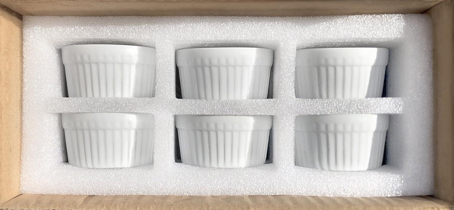Furmaware Furmaware 3 oz White Ceramic Round Ramekins (Set of 6)
