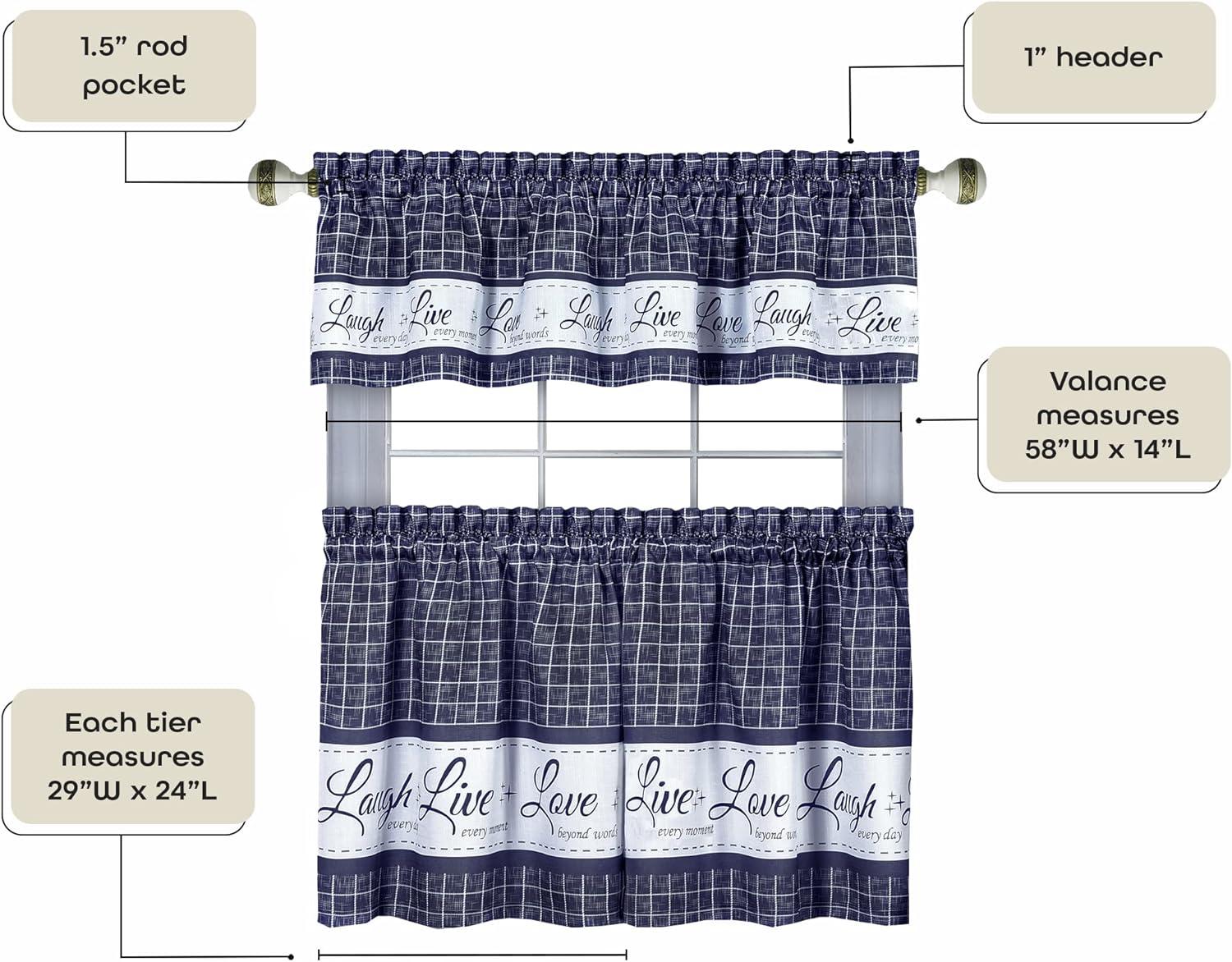 Achim Live, Love, Laugh Window Curtain Tier Pair and Valance Set