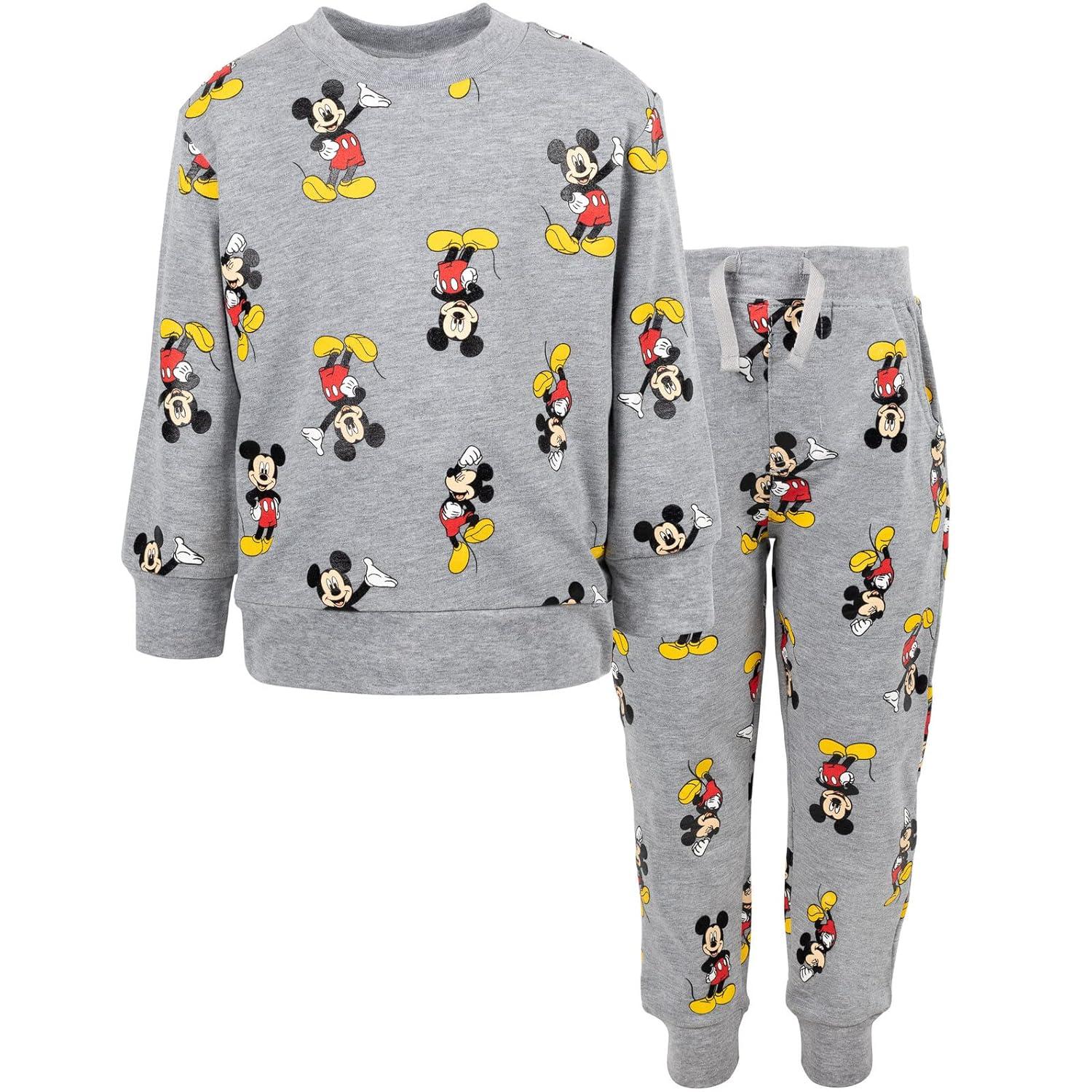 Disney Mickey Mouse Little Boys French Terry Sweatshirt and Pants Set Heather Grey 6