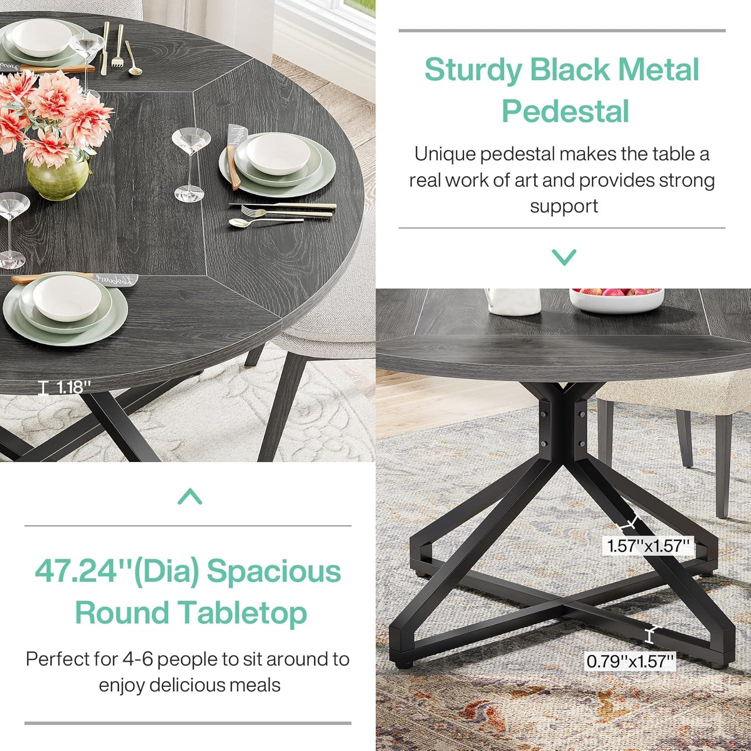 Millwood Pines 47 Inch Round Dining Table For 4-6 People