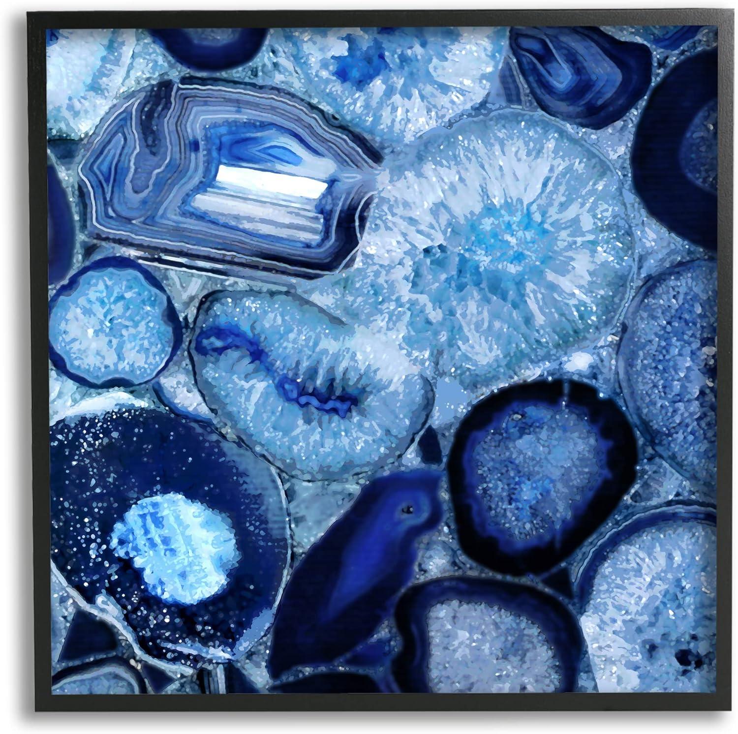 Stupell Agate In Blue Natural Geodes Abstract Painting Black Framed Art Print Wall Art