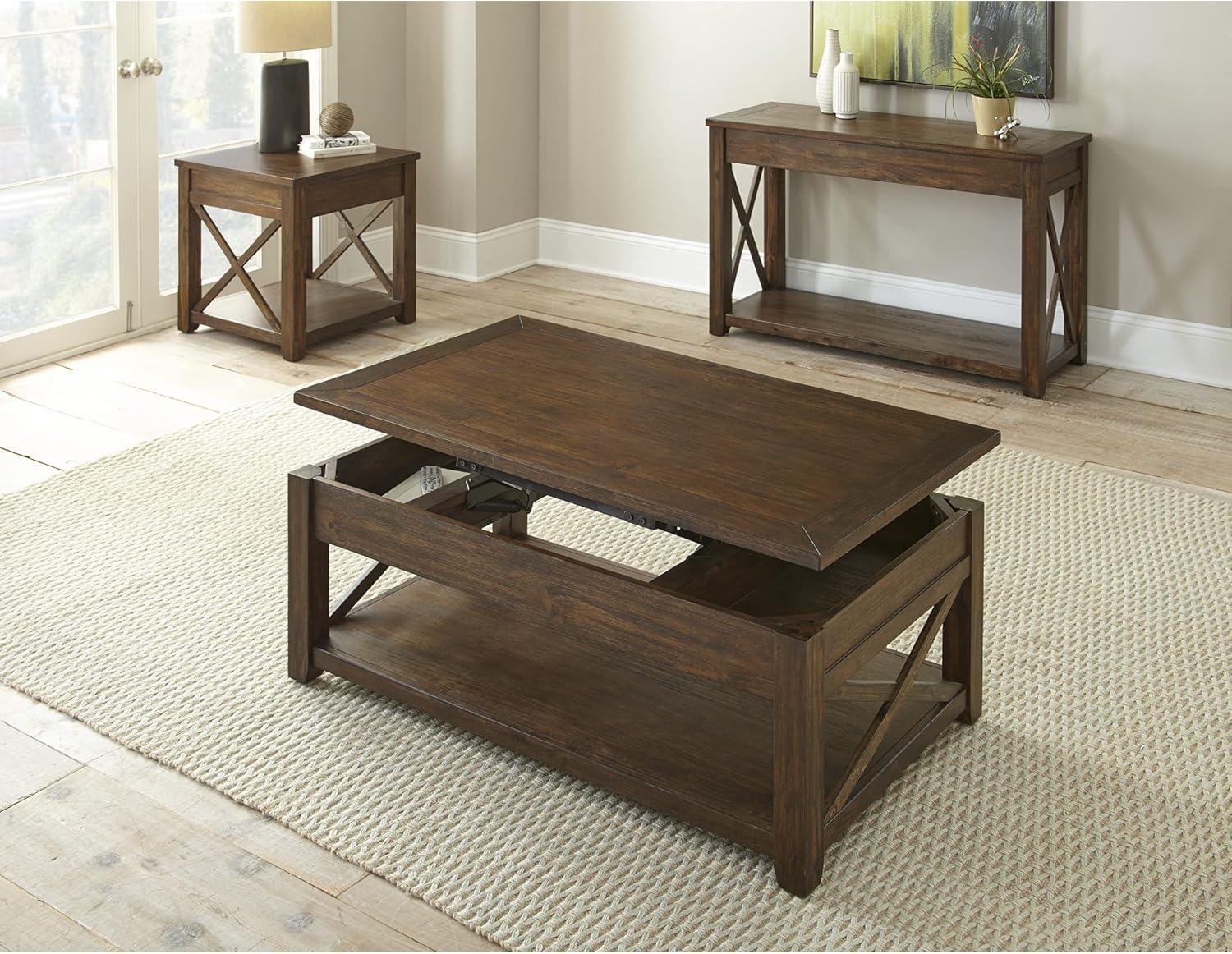 Steve Silver Rustic Lenka Sofa Table Mocha Finish: Hardwood Frame, Acacia Veneer, Entryway Console