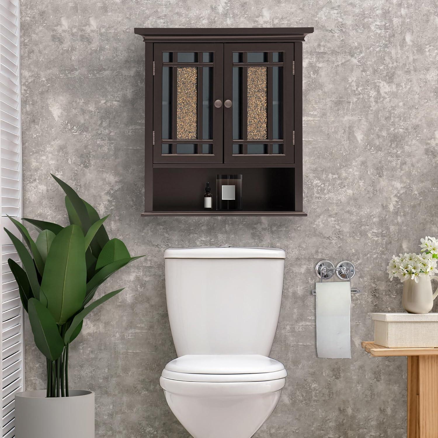 Windsor Wall Cabinet Brown - Elegant Home Fashions: Over Toilet Storage, Adjustable Shelves, MDF Composite