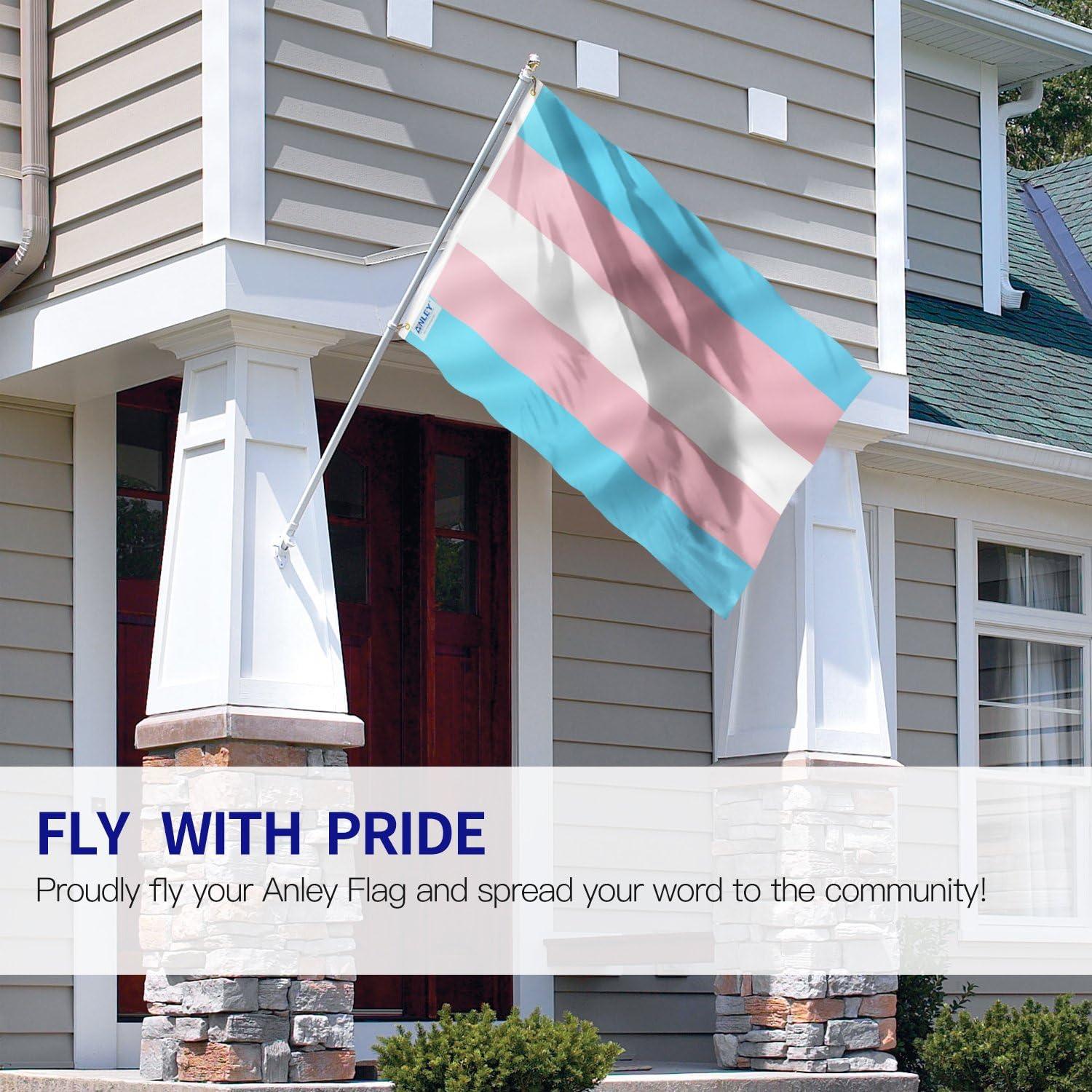 Anley 3x5 Foot Transgender Flag - Pink Blue Rainbow LGBT Pride Month Parade Flags Polyester