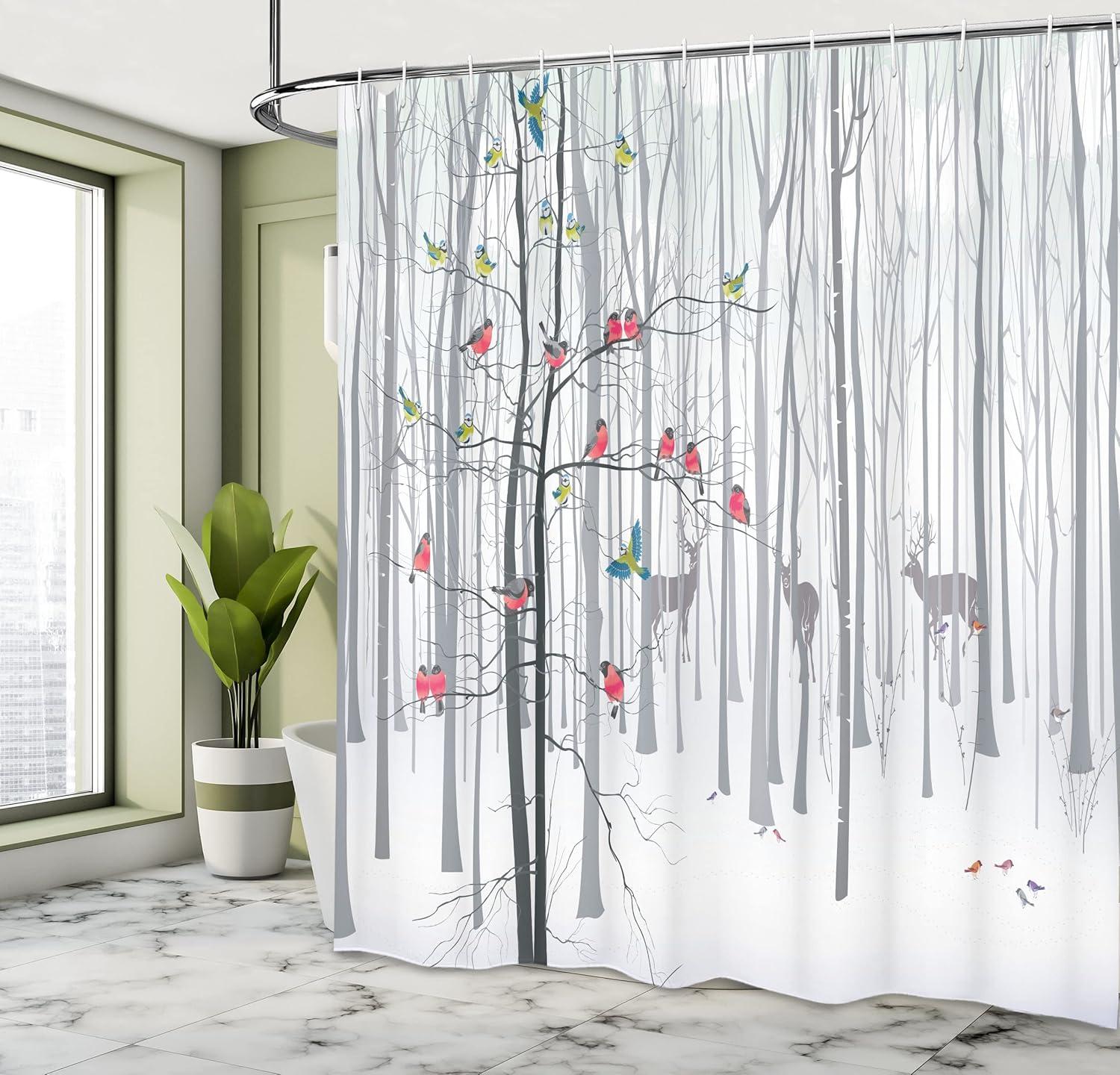 Shower Curtain with Hooks Included