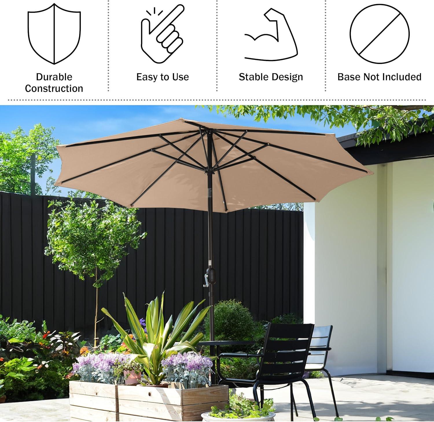 Villacera 83-OUT5442 9 ft. Outdoor Patio Umbrella with 8 Ribs - Beige