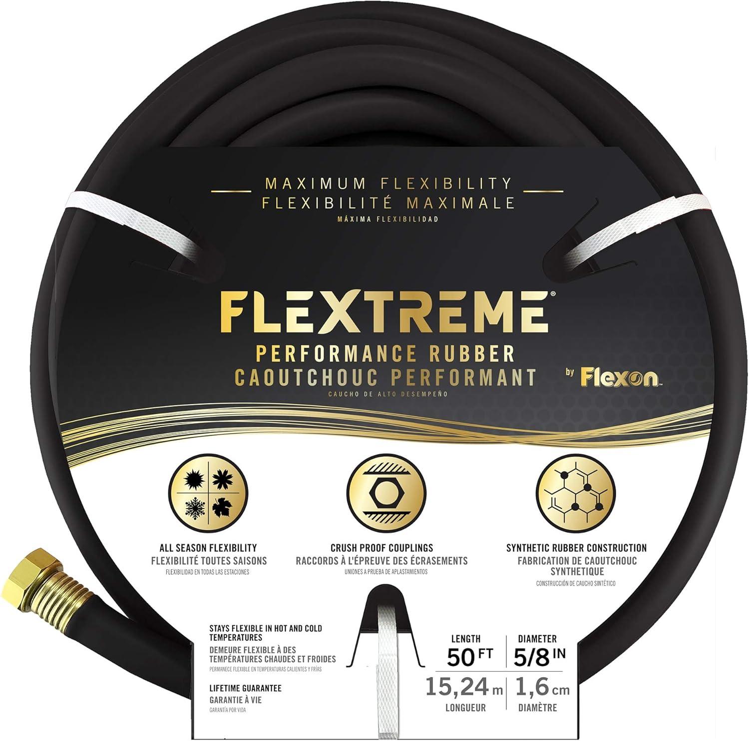 Flexon Flextreme 50ft Black Synthetic Rubber Garden Hose