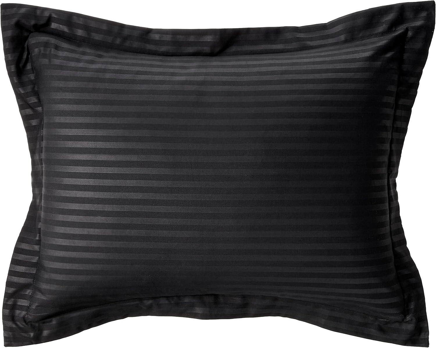8 Piece Embossed Dobby Stripe Bed In A Bag Set - Queen, Black