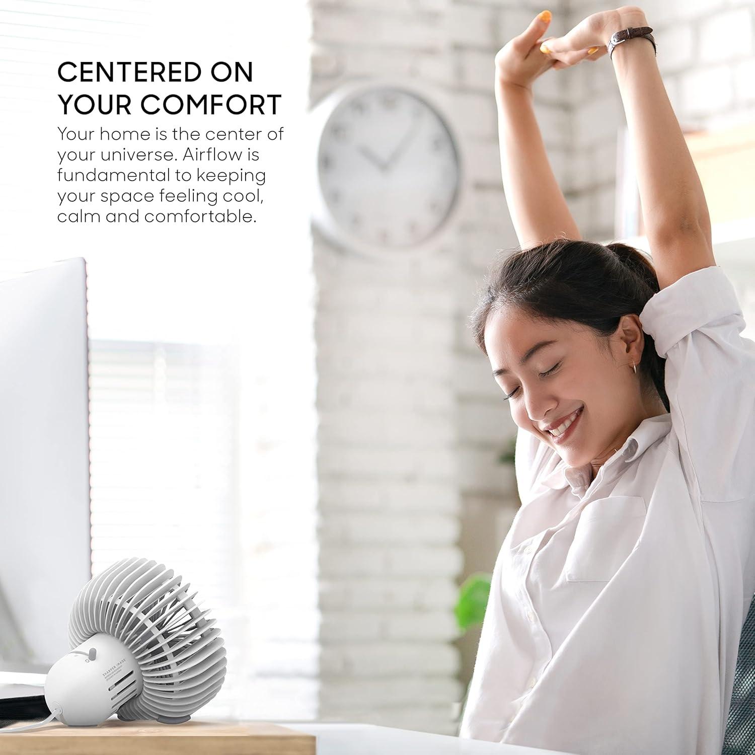 Sharper Image Refresh 01 Desktop Fan, 7", White (New)