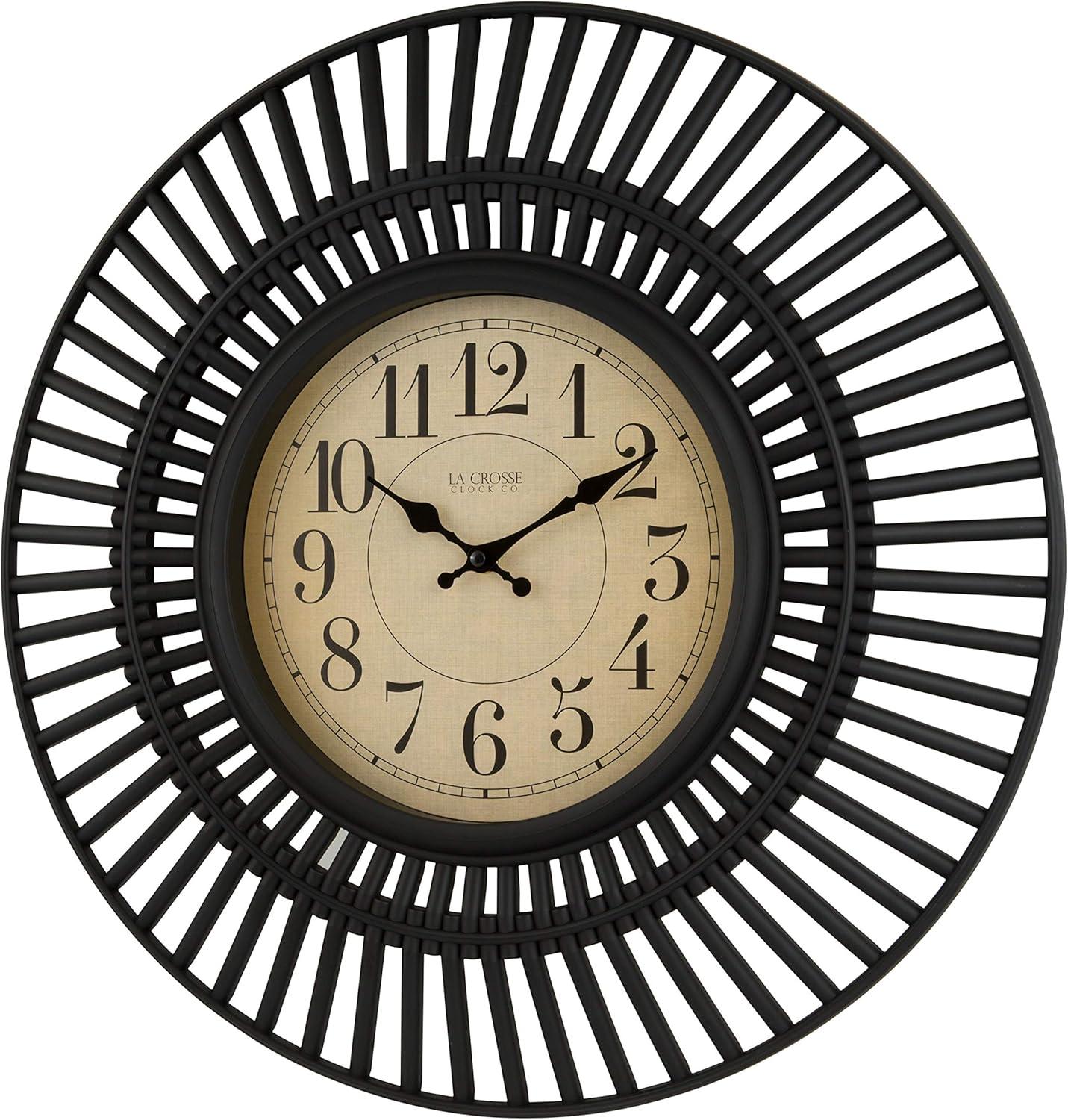 Covington 20-Inch Black Plastic Round Quartz Wall Clock