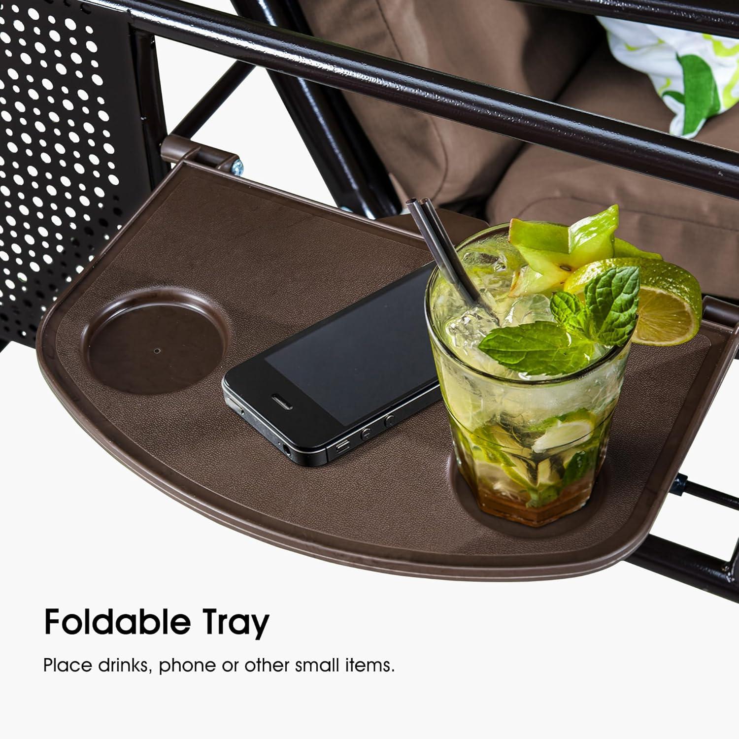 PURPLE LEAF 3-Seat Deluxe Outdoor Patio Porch Swing with Weather Resistant Steel Frame, Adjustable Tilt Canopy, Cushions and Pillow Included, Beige