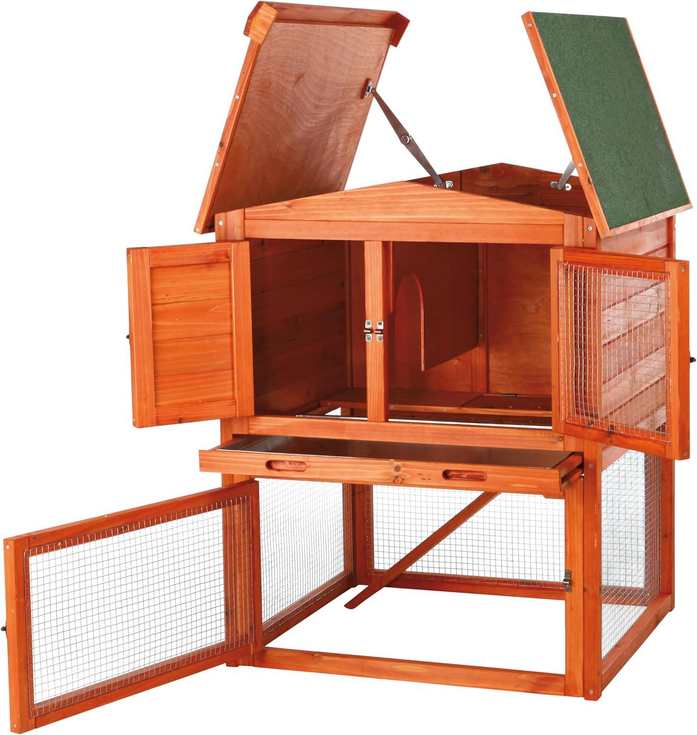 TRIXIE TRIXIE Elevated Single Rabbit Hutch with Large Run, Ramp, Ideal for Rabbits or Guinea Pigs