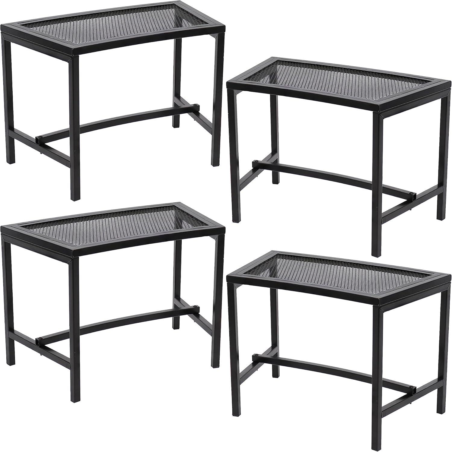 Sunnydaze Outdoor Lightweight and Portable Metal Patio Side End Table or Backless Bench Seat with Mesh Top - 23"