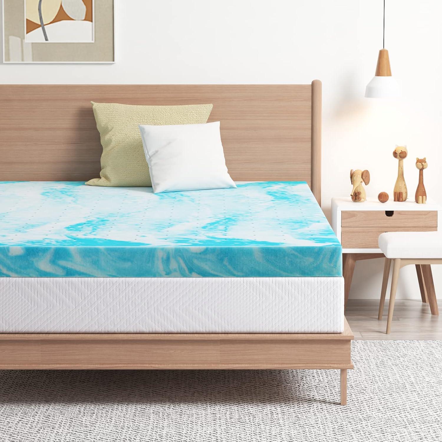 Bestier 4" Ventilated Liquid Gel Memory Foam Cooling Mattress Topper—Queen