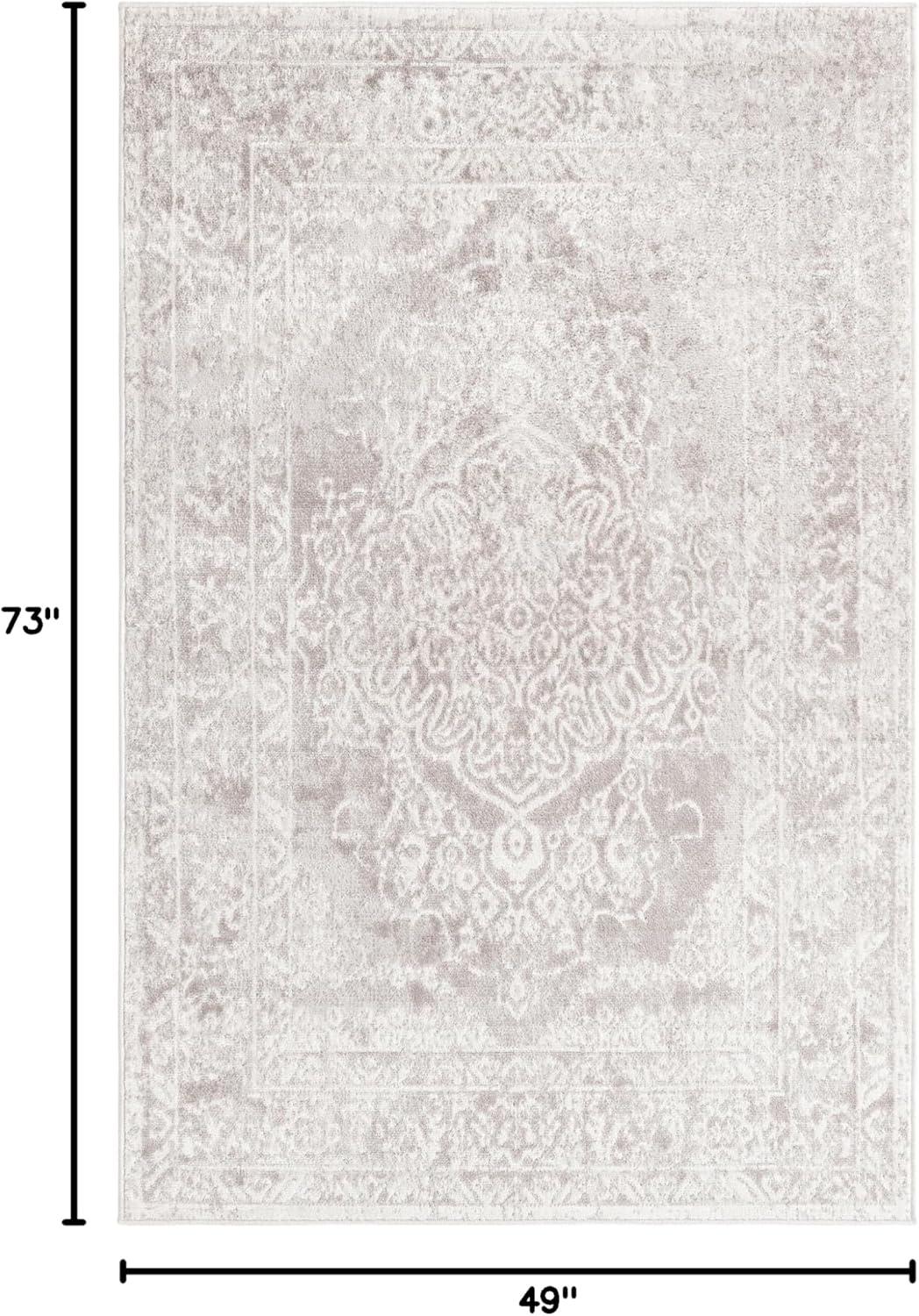 Gray Rectangular 4' x 6' Synthetic Stain-Resistant Area Rug