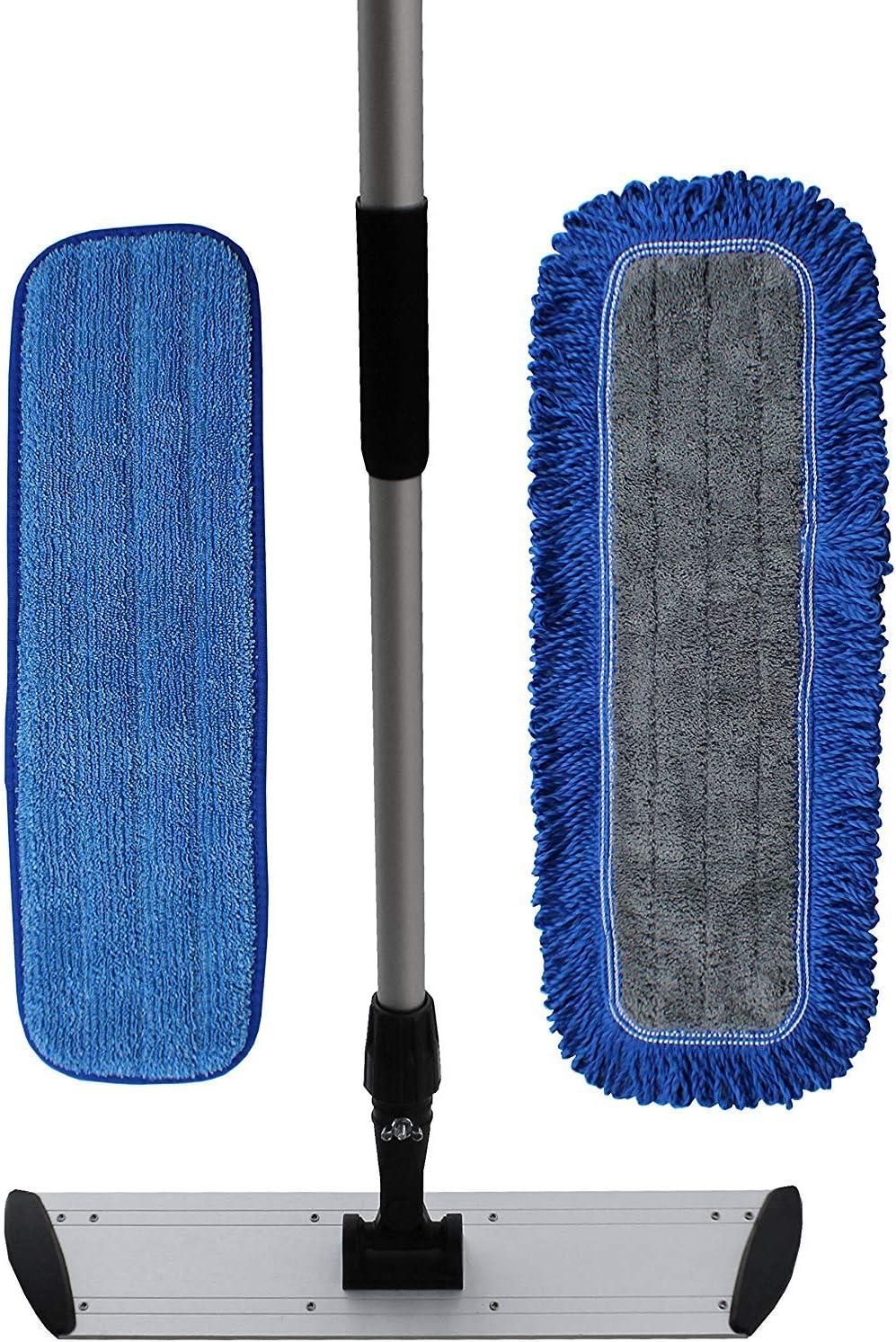 36-Inch Blue Microfiber Flat Mop Kit with Aluminum Handle