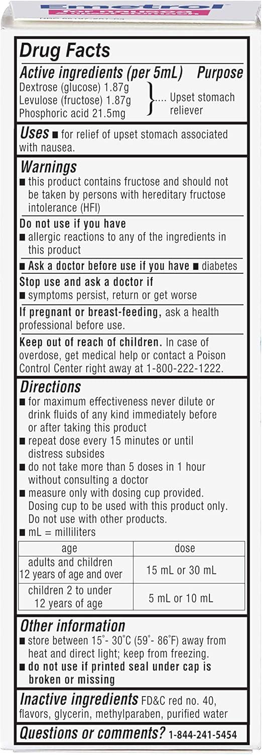 Emetrol Liquid Non-Drowsy Nausea Relief - Cherry Flavor - 4fl oz