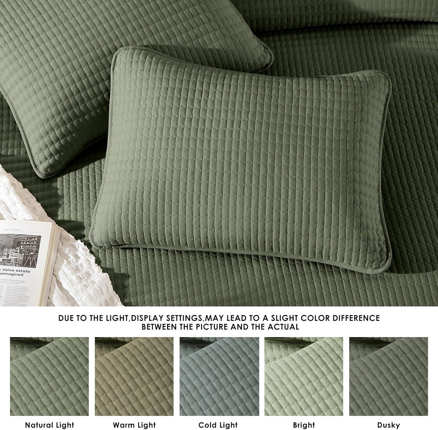 Lightweight Soft Bedspread Coverlet Green - 3 Piece - Queen