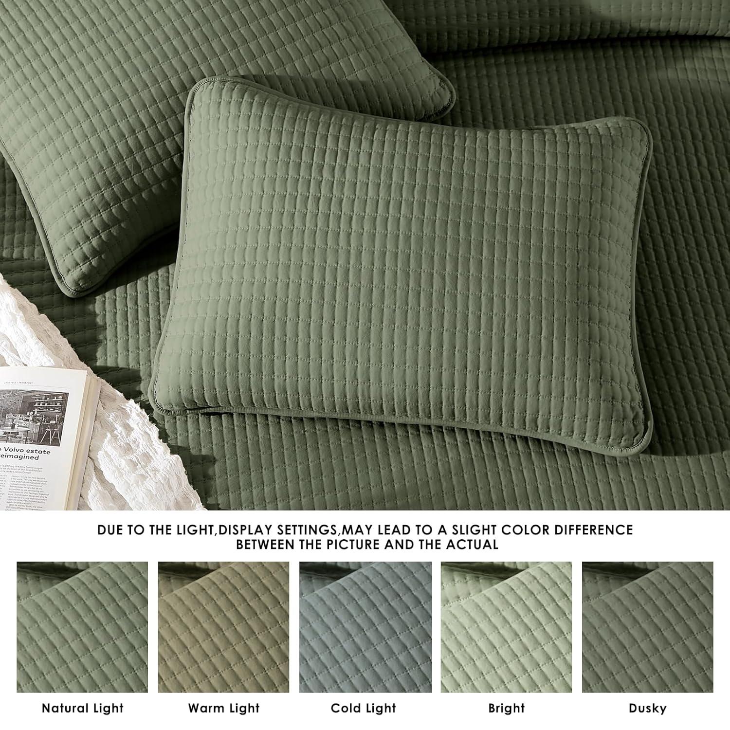 Lightweight Soft Bedspread Coverlet Green - 3 Piece - Queen