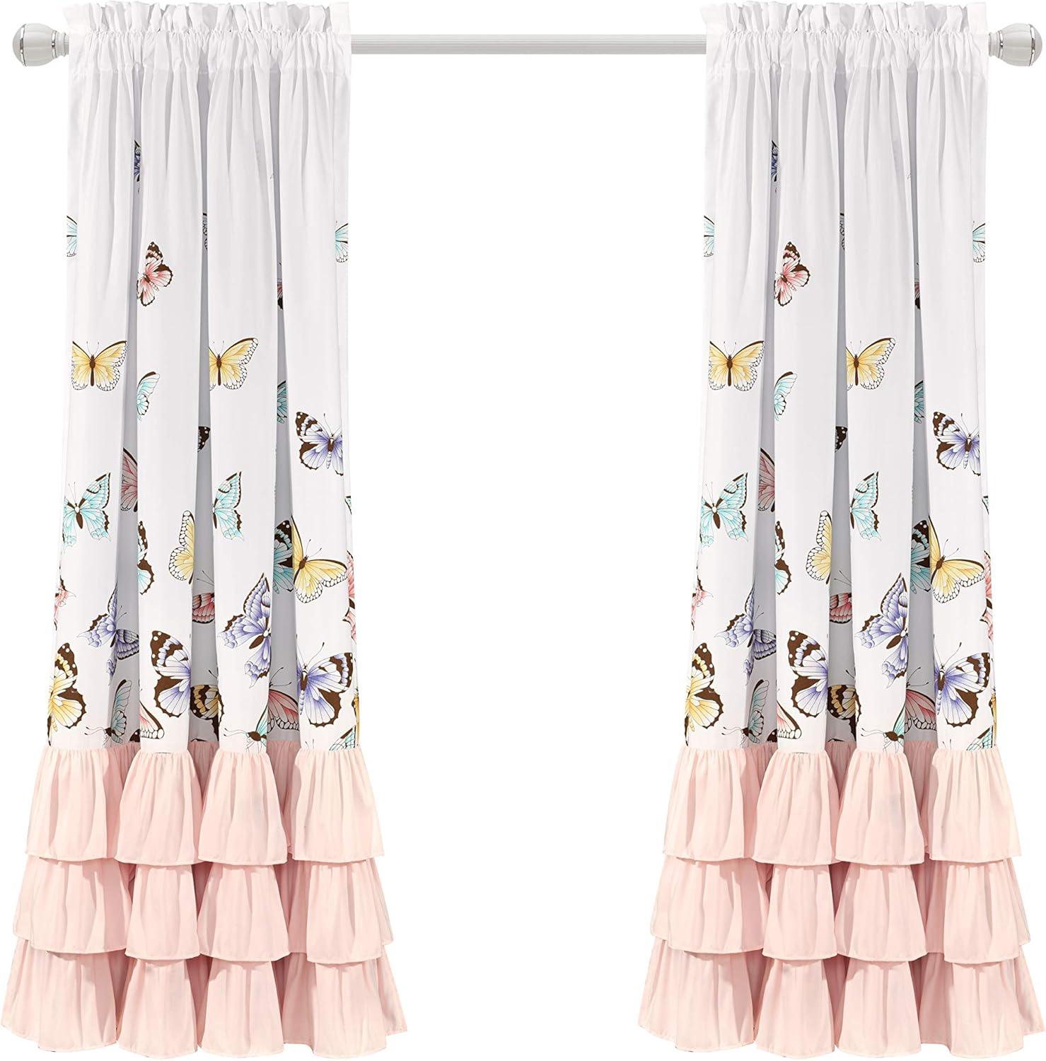 Lush Decor Flutter Butterfly Polyester Semi Sheer Curtain Pair (Set of 2)