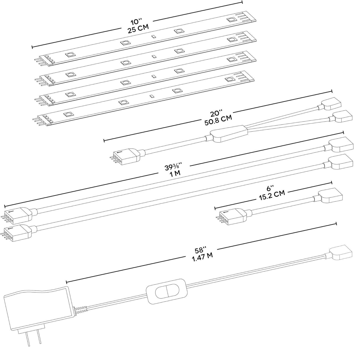 Bazz LED 10'' Under Cabinet Strip Light (Set of 4)