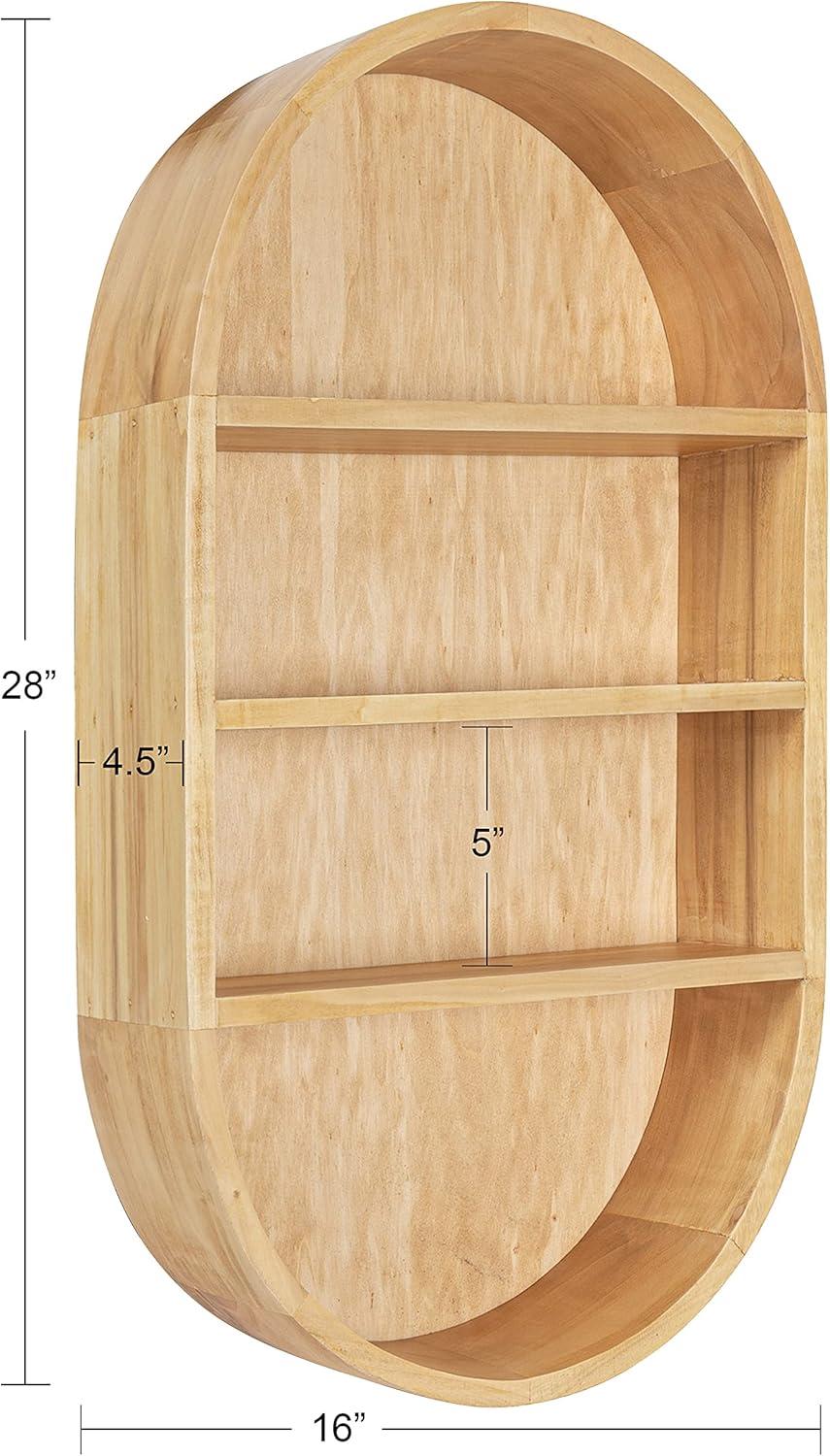 Minx Oval Solid Mango Wood Accent Wall Shelf