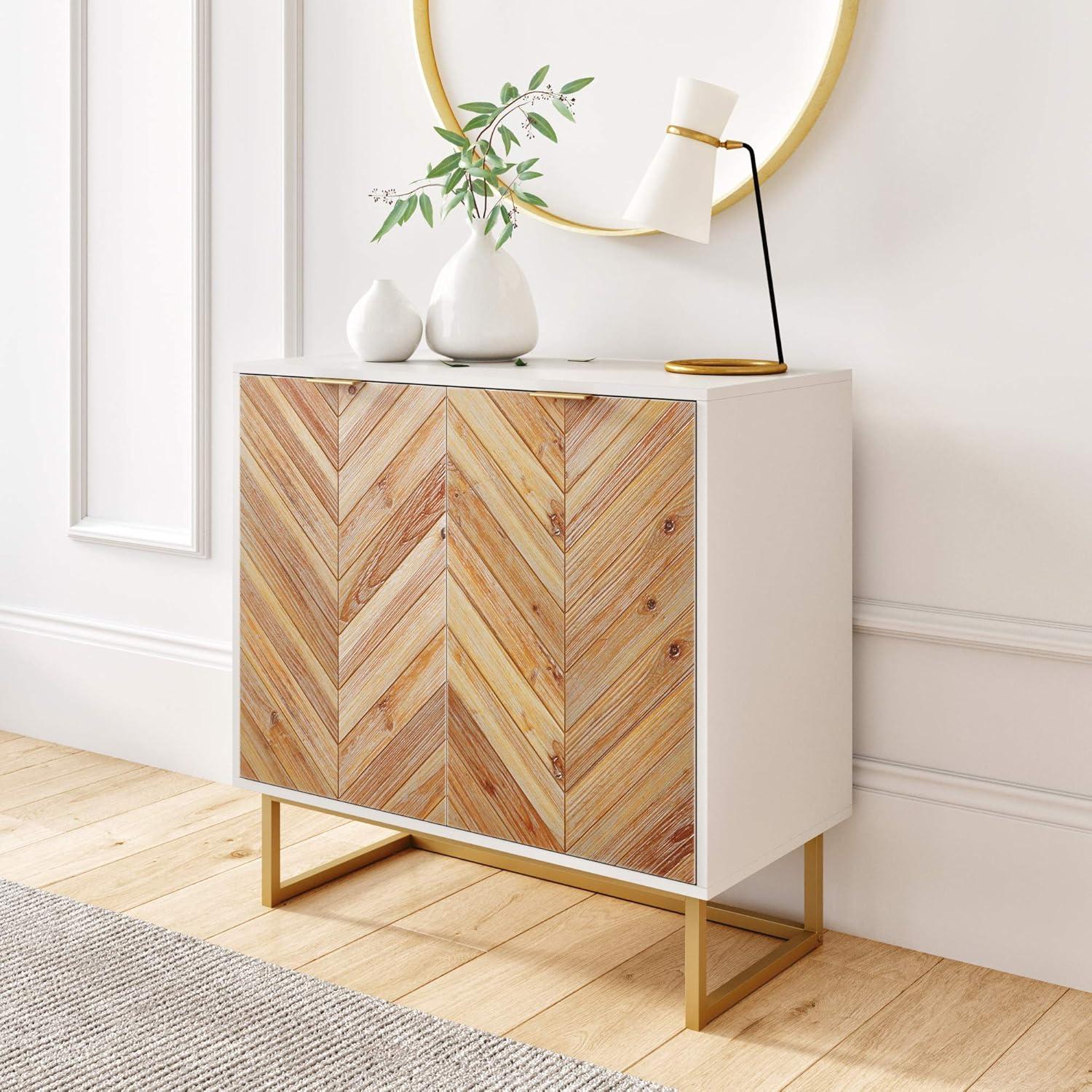 Nathan James Liam Modern Mid-Century TV Stand, Media Console or Entertainment Cabinet with Sliding Doors, Oak