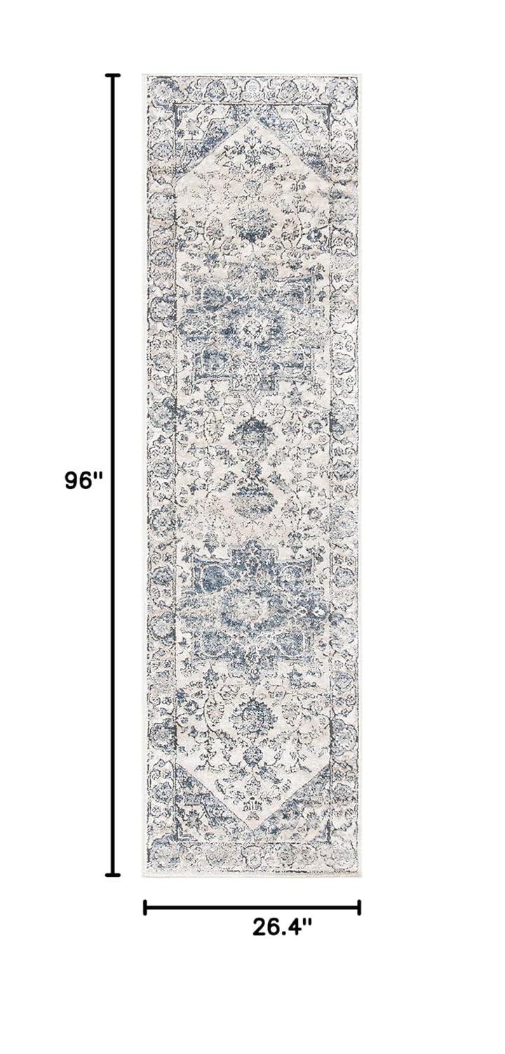 Oregon ORE868 Power Loomed Indoor Runner Rug - 2'2"x8' - Ivory/Blue - Safavieh