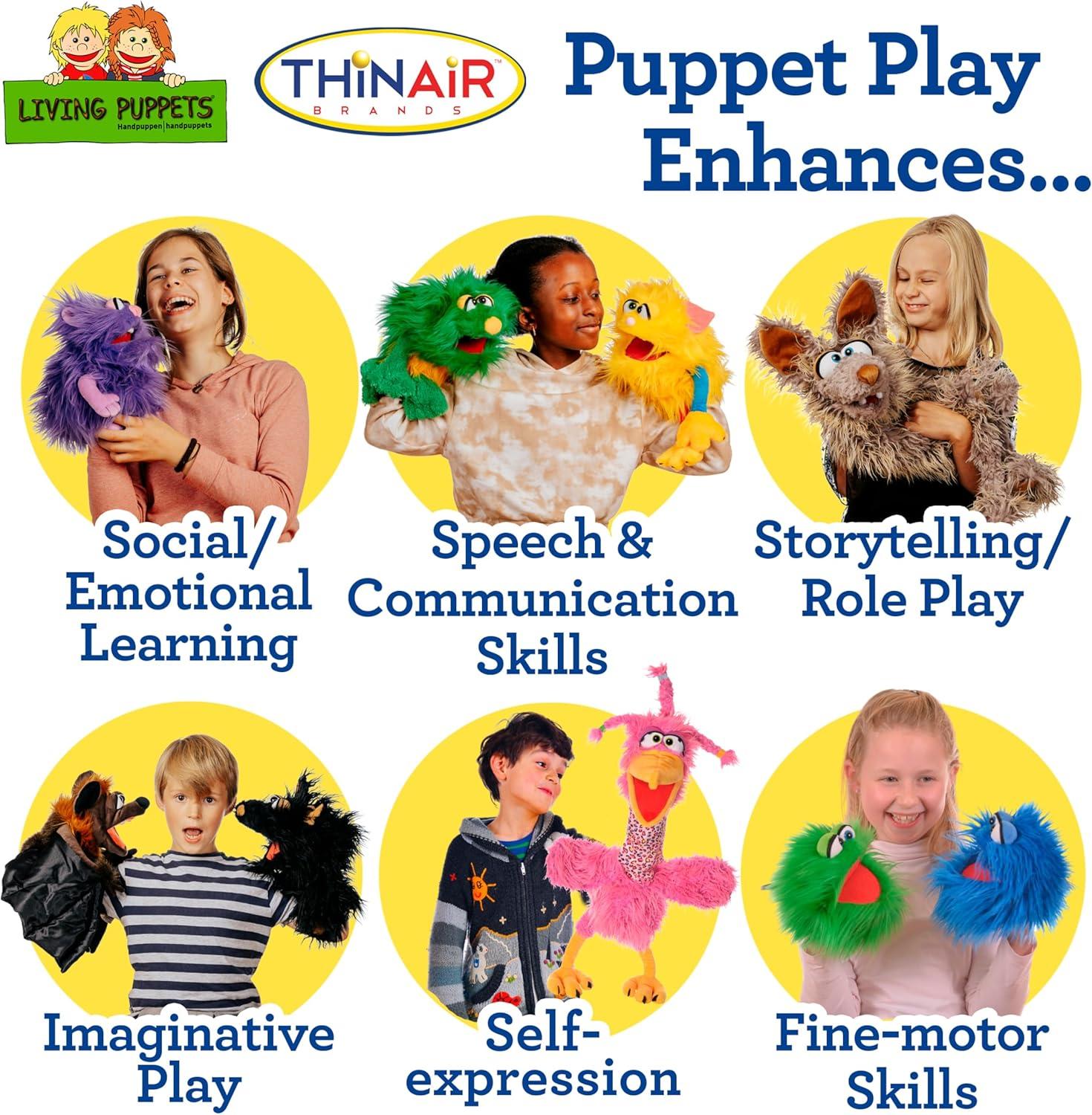 Living Puppets - Artie The Coyotte Large 27-Inch Plush Hand Puppet - Fine European Design, Ultra-Soft and Cuddly, Promotes Child Development, Safety Certified, Teacher-Recommended for Boys and Girls