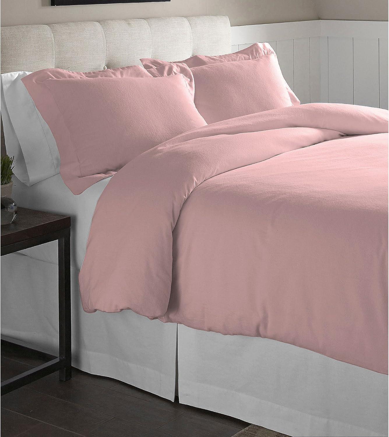 Pointehaven 175 GSM Rose 100% Cotton Superior Weight Flannel 2 pc Duvet Set, Twin/Twin Extra Long