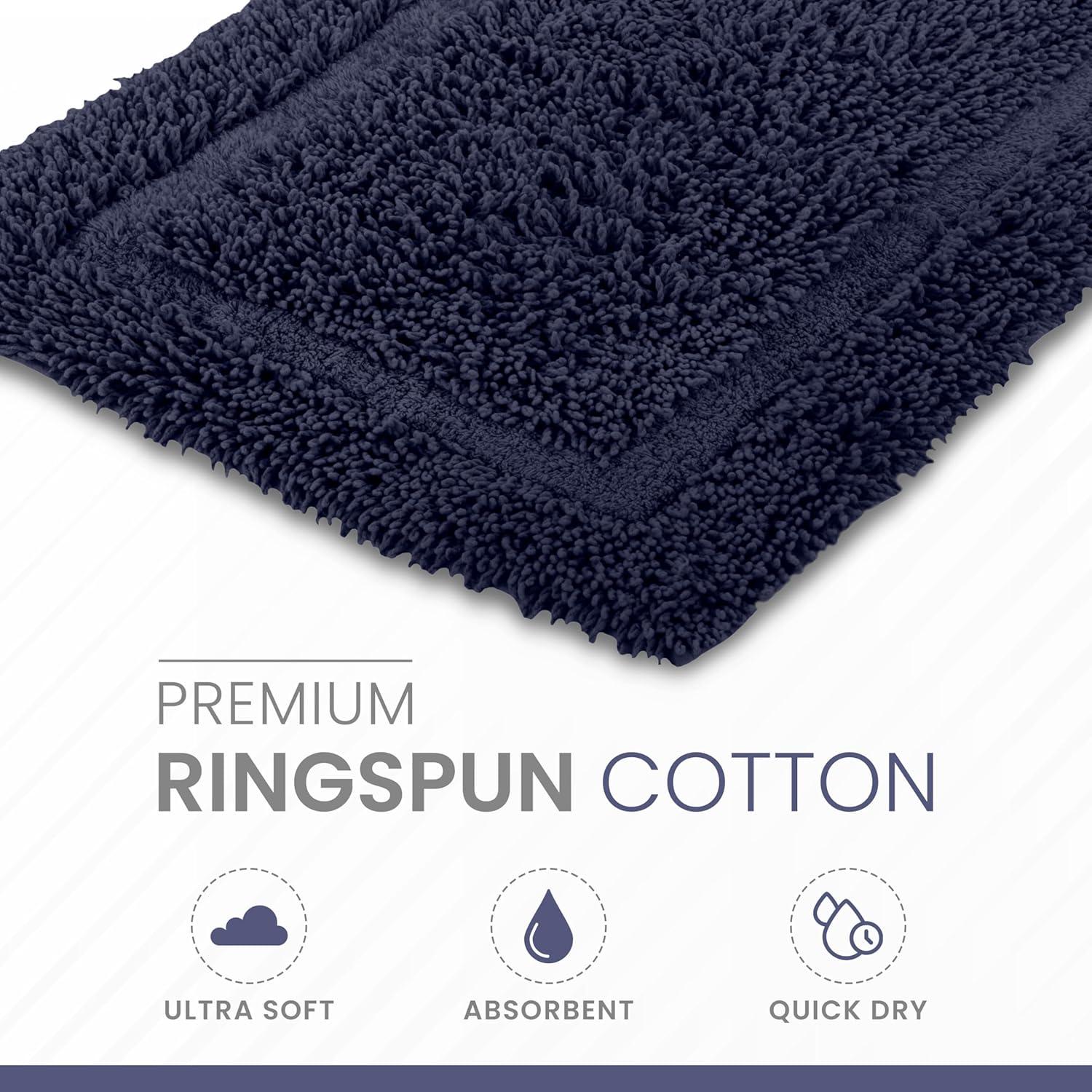 Martex 100% Cotton Bath Rug - Quick Dry - Ultra Soft & Extra Absorbent Non-Slip Bath Rug (Navy)