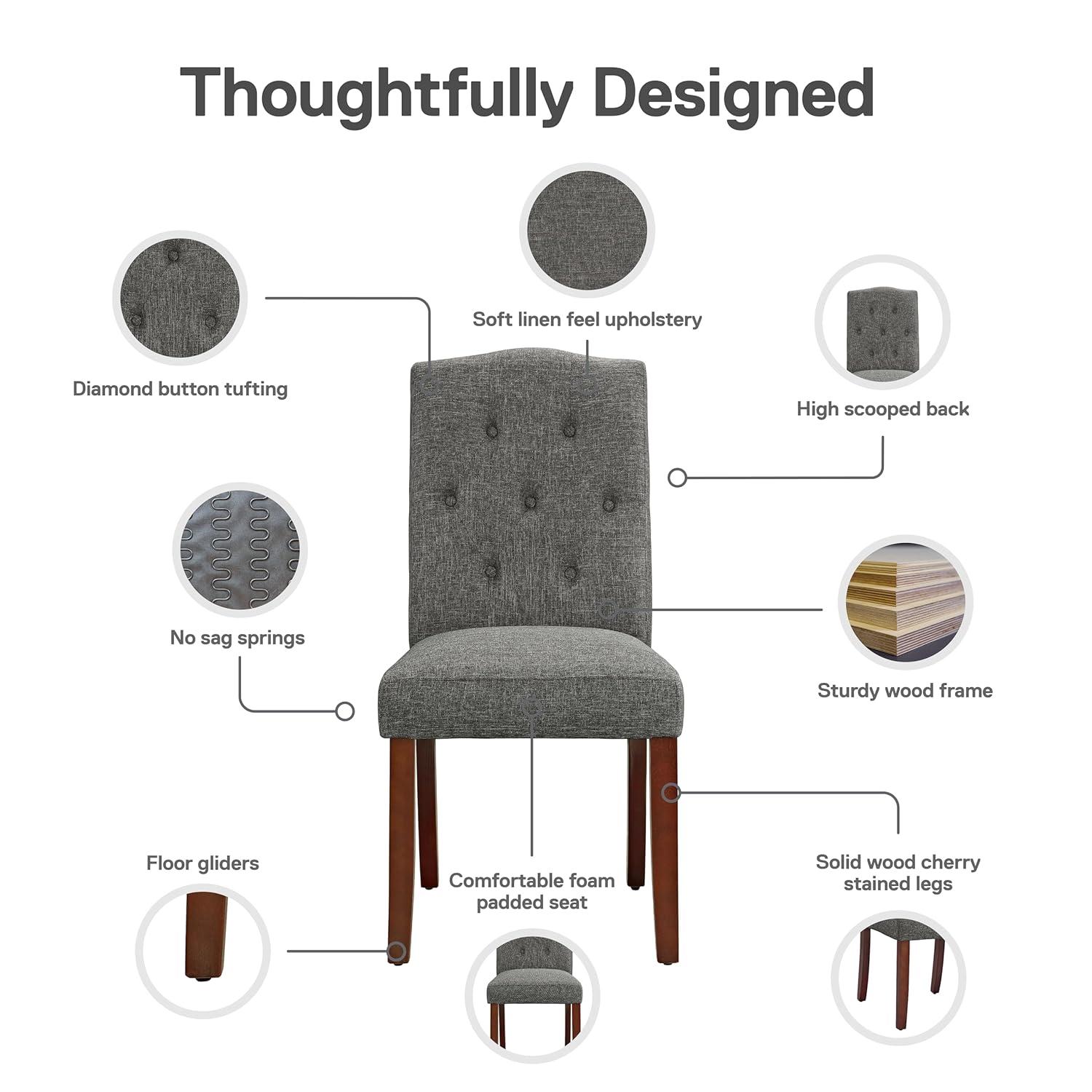 Dorel Living Claudio Tufted Dining or Living Room Accent Chair in Gray